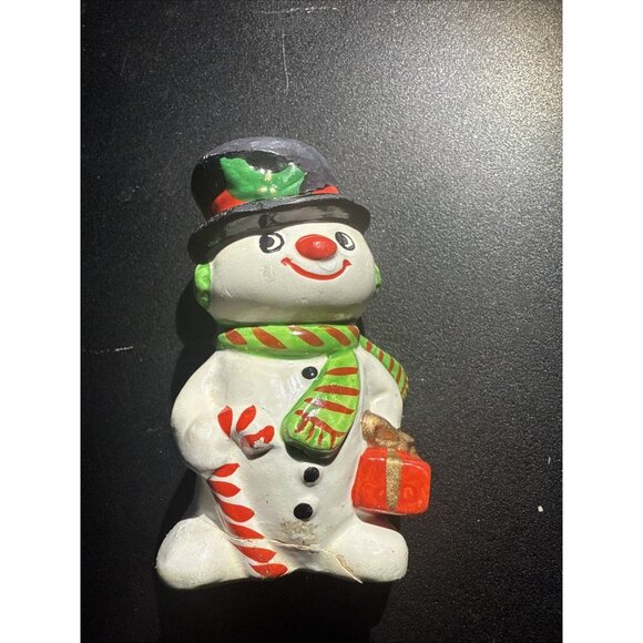 Vintage Snowman Salt and Pepper Shaker (1) Telco GLUED CRACKED BOTTOM BROKE HAT - Picture 9 of 14